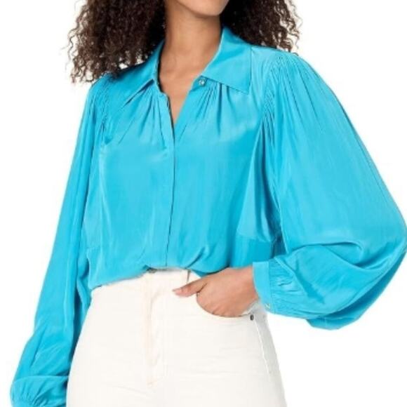 Ramy Brook Azariah Long Sleeve Collared Top - Picture 1 of 2